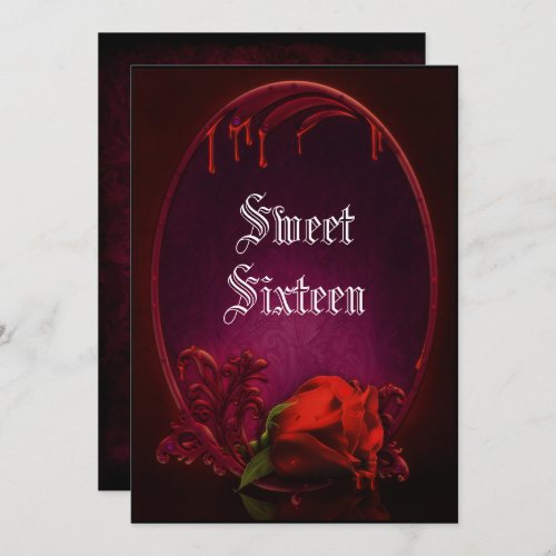 Gothic Bleeding Frame  Blood Rose Sweet 16 Invitation