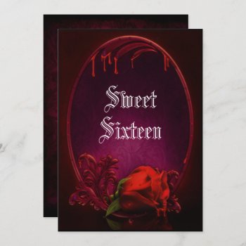 Gothic Bleeding Frame & Blood Rose Sweet 16 Invitation by Sarah_Designs at Zazzle