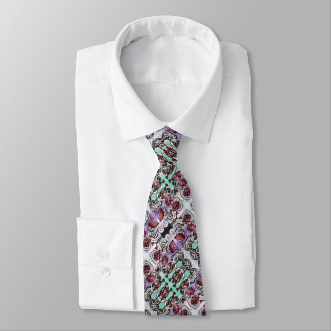 Gothic Bleeding Hearts Watercolor Design  Neck Tie (Tied)