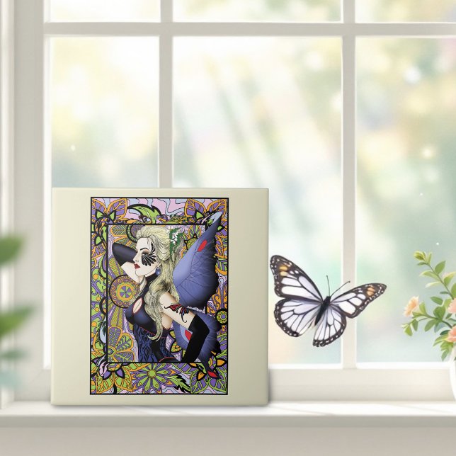 Gothic Blonde Fairy Art Nouveau Fantasy Elegance Ceramic Tile (Creator Uploaded)