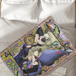 Gothic Blonde Fairy Art Nouveau Fantasy Elegance Throw Blanket