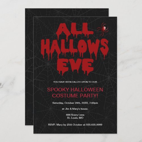 Gothic Blood All Hallows Eve Party Invitation