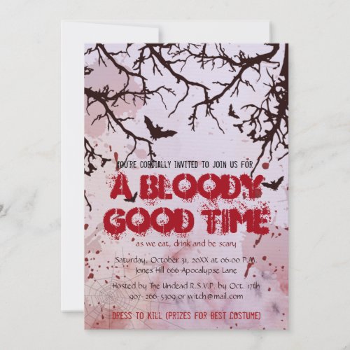 Gothic Blood Bloody Creepy Scary Halloween Party Invitation