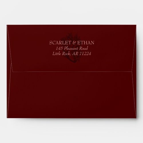Gothic Blood Red Floral Heart Moody Wedding Envelope