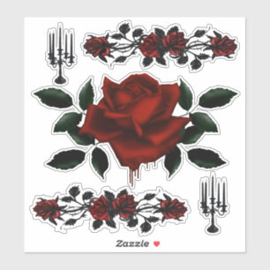 Gothic Blood Rose and Candelabra Sticker