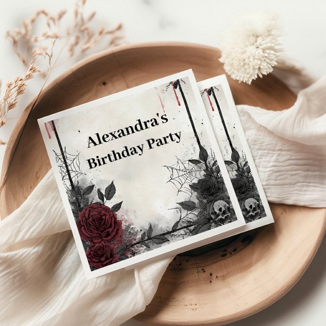 Gothic Blood Roses Birthday Napkins (Creator Uploaded)