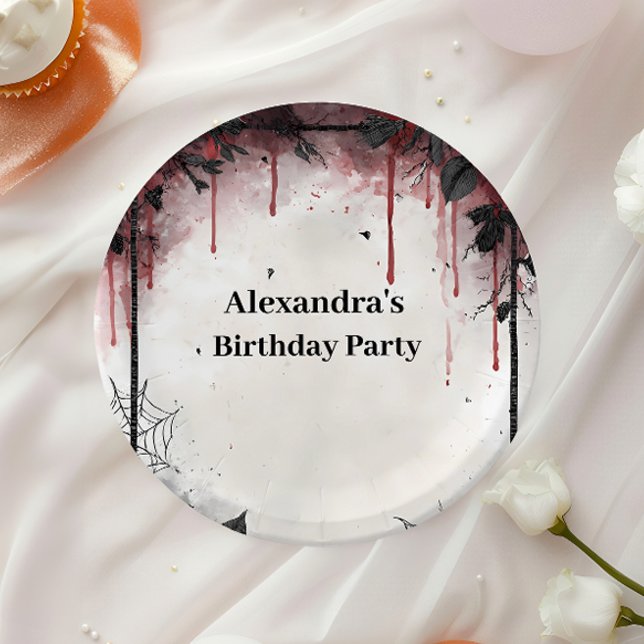 Gothic Blood Roses Birthday Paper Plates (Creator Uploaded)