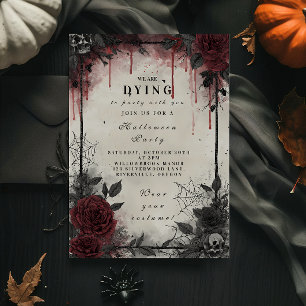 Gothic Blood Roses Halloween Party Invitation