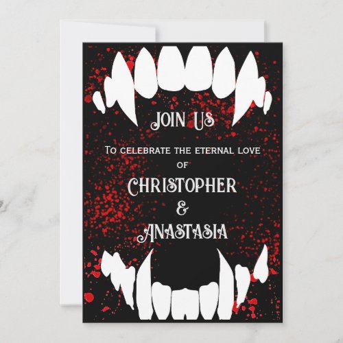 Gothic Blood Spatter Vampire Wedding Invitations 