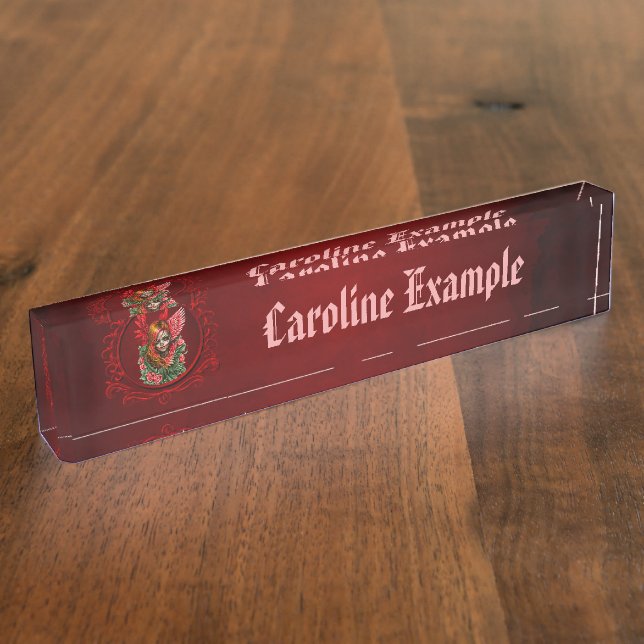 Gothic Blossom, the angel of roses.  Desk Name Plate (Side)