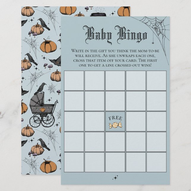 Gothic Blue Baby Bingo Baby Shower Game (Front/Back)