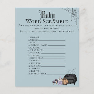 Gothic Blue Baby Word Scramble Baby Shower Game