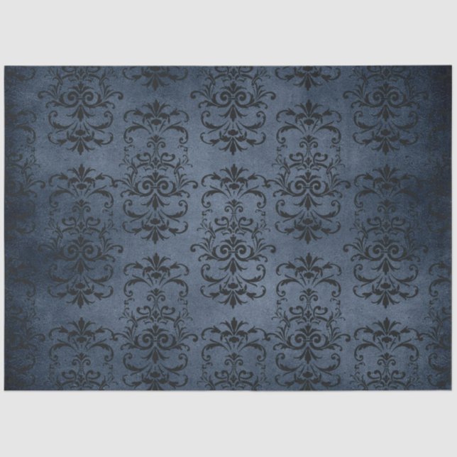 Gothic Blue Damask Series Design 11 Tissue Paper (Front)
