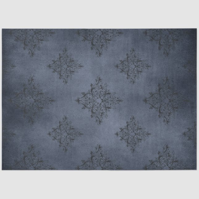 Gothic Blue Damask Series Design 8 Tissue Paper (Front)