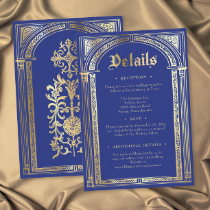 Gothic Blue Gold Medieval Until Death Wedding Enclosure Card