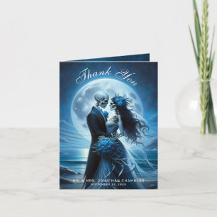 Gothic Blue Skeleton Couple  Wedding Thank You