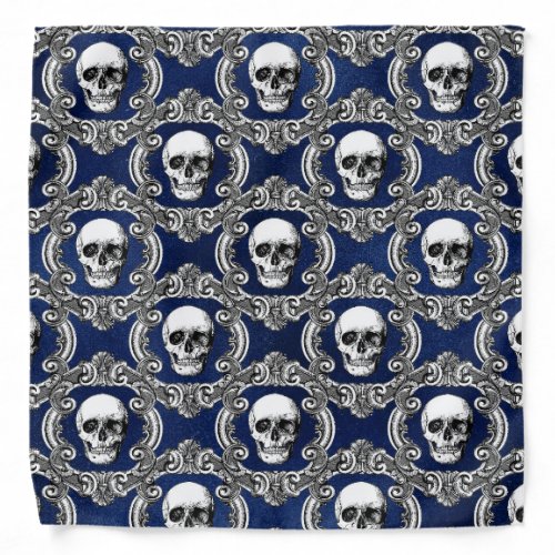 Gothic Blue Skull Pattern Bandana