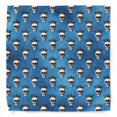 Gothic Blue Skull With Crown Pattern Bandana