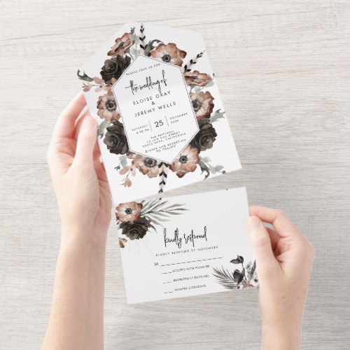 Gothic Boho All in One Wedding Invite