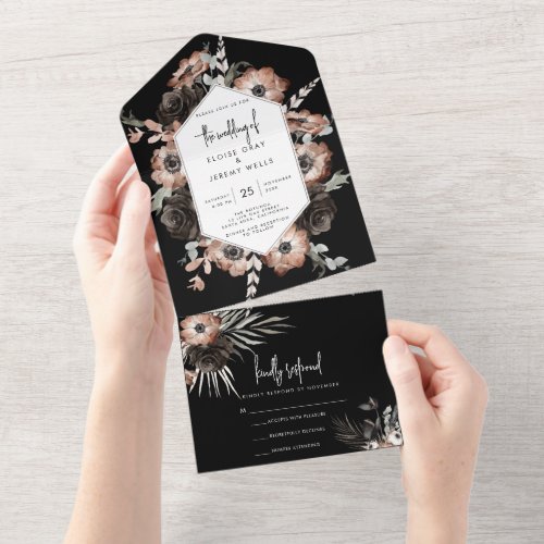 Gothic Boho All in One Wedding Invite