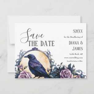 Gothic Boho Floral Raven & Rose Handfasting Save The Date