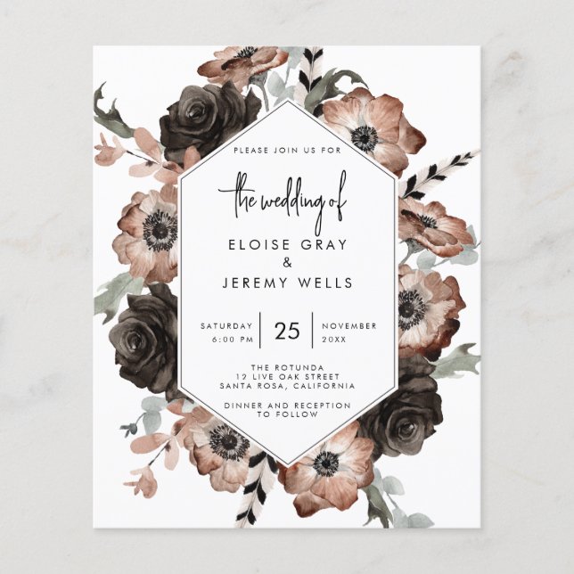 Gothic Boho Wedding Invitation (Front)