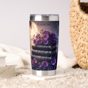 Gothic Book Purple Floral Insulated Tumbler