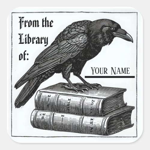 Gothic Bookplate with Raven
