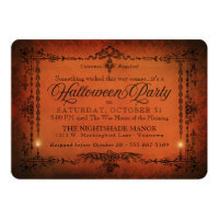 Gothic Border Halloween Party | Orange and Black Invitation