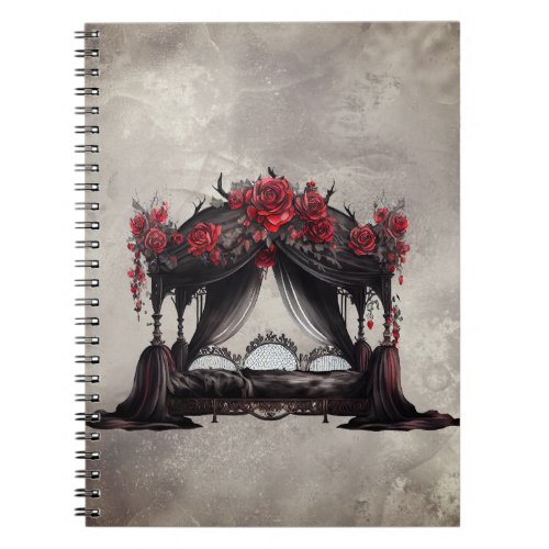 Gothic Boudoir  Antique Scarf Canopy Poster Bed Notebook
