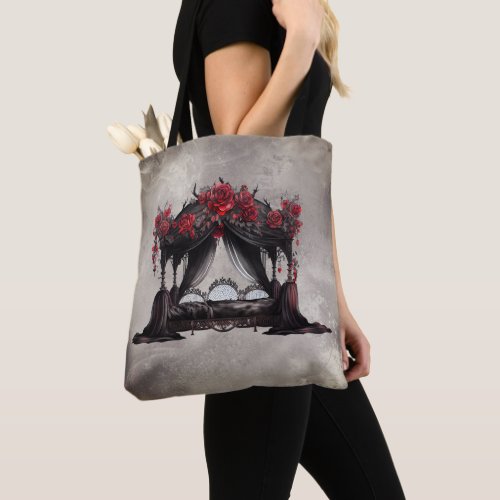 Gothic Boudoir  Antique Scarf Canopy Poster Bed Tote Bag