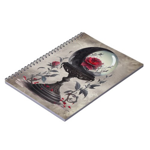Gothic Boudoir  Moon Crystal Ball with Red Roses Notebook