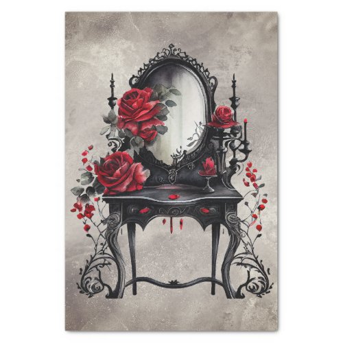 Gothic Boudoir  Vanity Dressing Table with Mirror Tissue Paper
