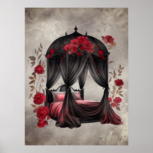 Gothic Boudoir  Victorian Canopy Scarf Poster Bed