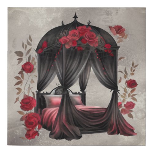 Gothic Boudoir  Victorian Canopy Scarf Poster Bed Faux Canvas Print