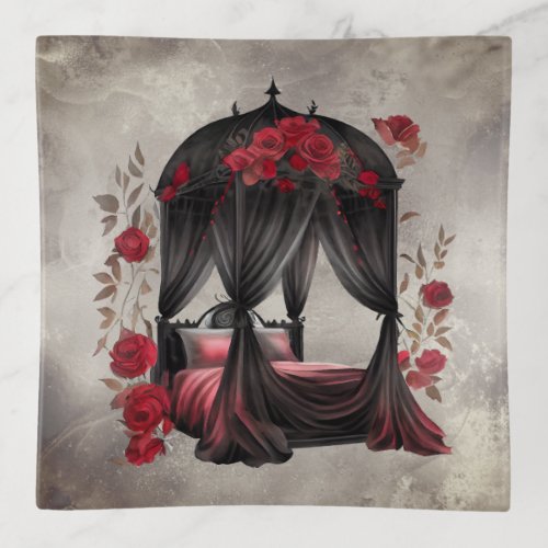 Gothic Boudoir  Victorian Canopy Scarf Poster Bed Trinket Tray