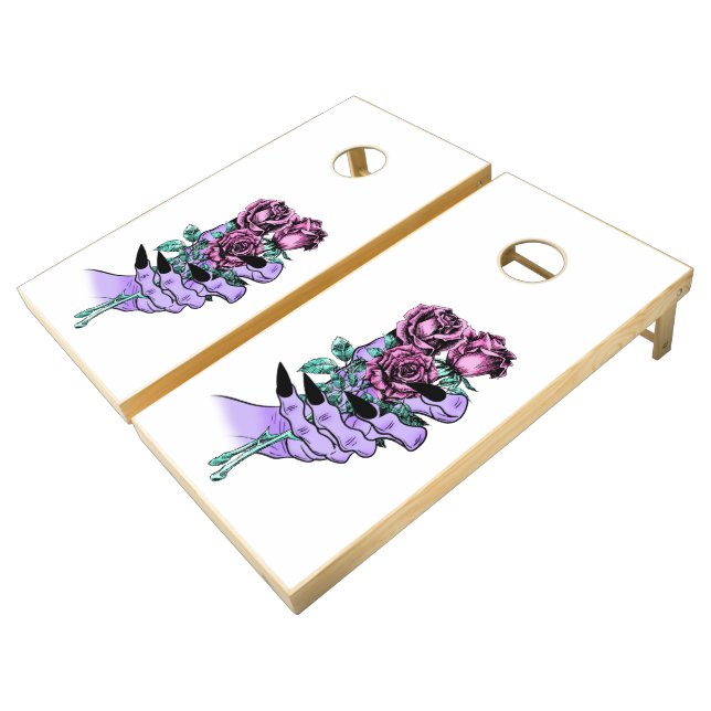 Gothic Bouquet Cornhole Set (Angled)