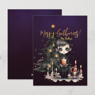 Gothic Boy Christmas Tree Xmas Holiday Card