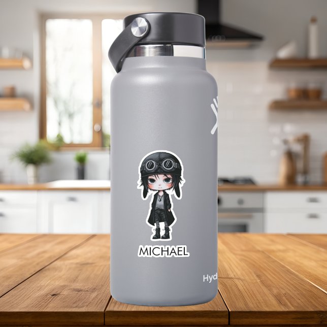 Gothic Boy Pilot Anime Cartoon kids Personalized Sticker (Creator Uploaded)