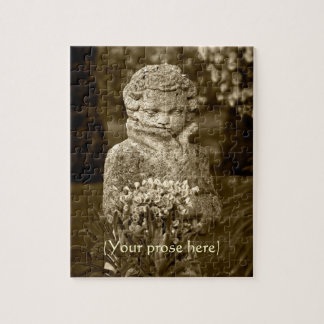 Gothic Boy Statue with Real Spring Posy Jigsaw Puzzle