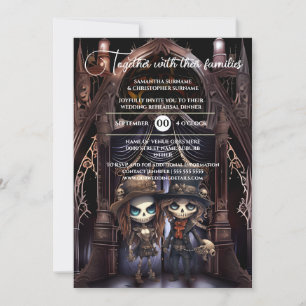 Gothic bridal couple goth cathedral dark moody invitation