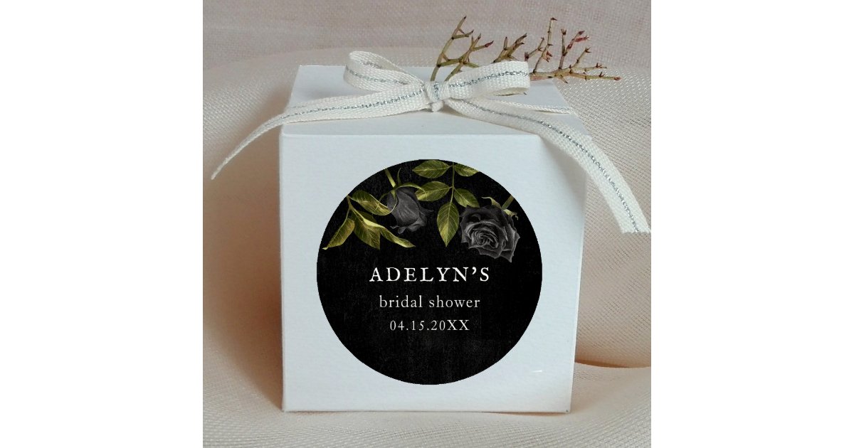 Gothic Bridal Shower Black Roses Classic Round Sticker | Zazzle