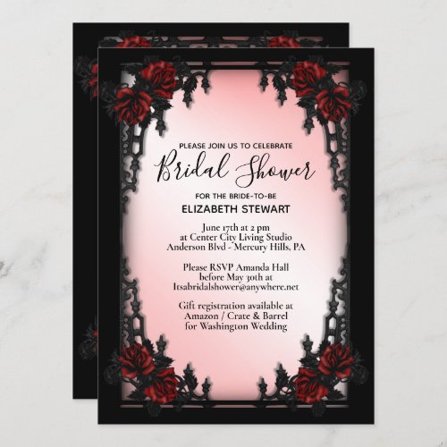 Gothic  Bridal Shower Invitation Register Info