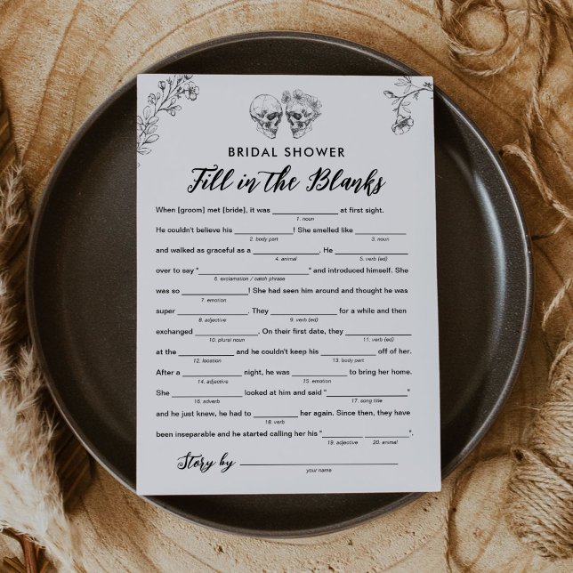 Gothic Bridal Shower Libs, Fill in the Blanks Game Invitation (Creator Uploaded)