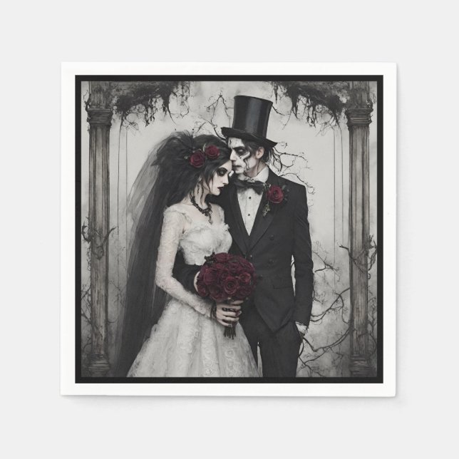 Gothic Bride and Groom Napkins (Front)