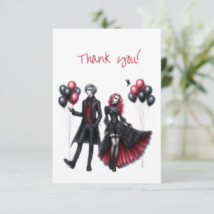 Gothic Bride and Groom Thank You Card