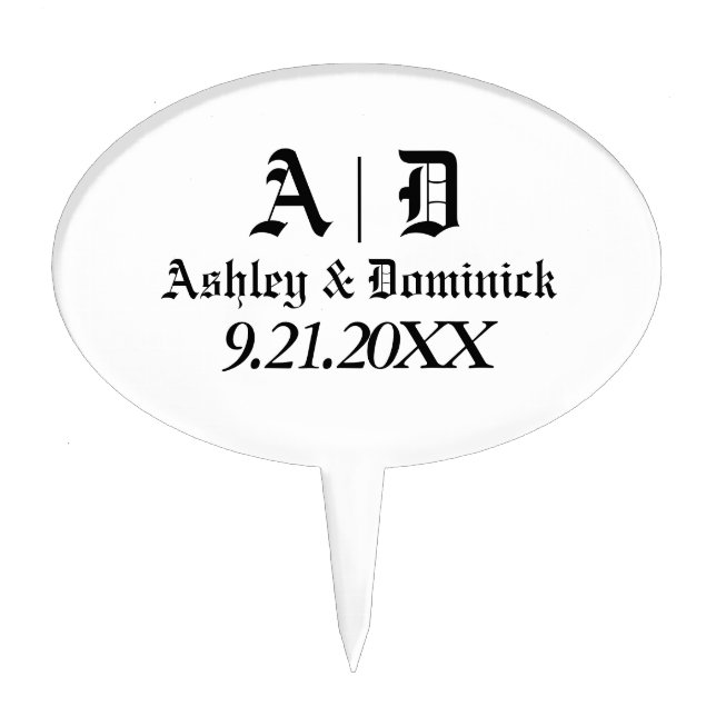 Gothic Bride And Groom Wedding Cake Topper (Front)