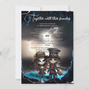 Gothic bride groom beach theme day dead invitation