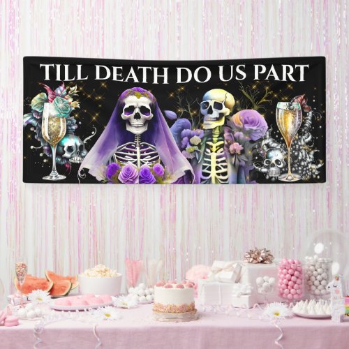 Gothic bride groom purple rose cocktail halloween banner