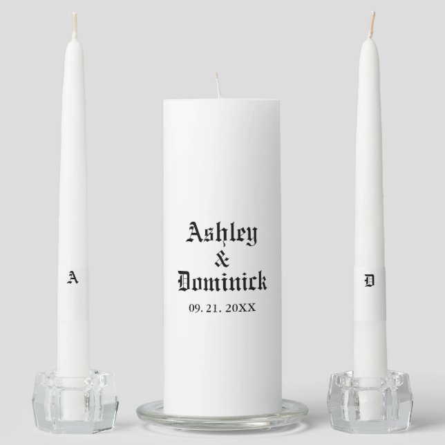 Gothic Bride & Groom Wedding  Unity Candle Set (Front)